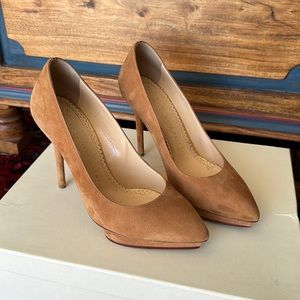 Charlotte Olympia Debbie nude suede platform